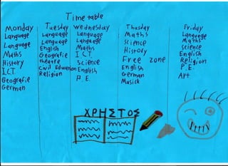 Task 3 - School subjects & timetables (Greece)