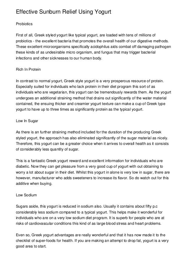 Effective Sunburn Relief Using Yogurt