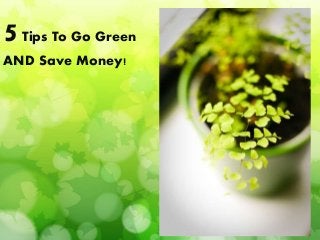 5Tips To Go Green
AND Save Money!
 
