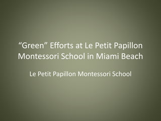 “Green” Efforts at Le Petit Papillon
Montessori School in Miami Beach
Le Petit Papillon Montessori School
 