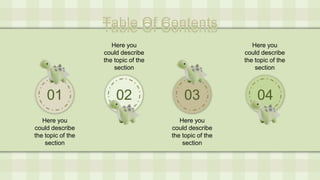 Table Of Contents
Table Of Contents
Table Of Contents
01 02 03 04
Here you
could describe
the topic of the
section
Here you
could describe
the topic of the
section
Here you
could describe
the topic of the
section
Here you
could describe
the topic of the
section
 