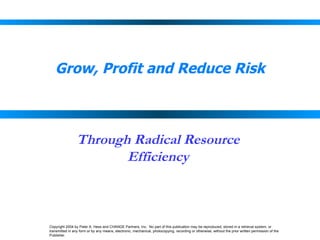 Grow, Profit and Reduce Risk Through Radical Resource Efficiency 