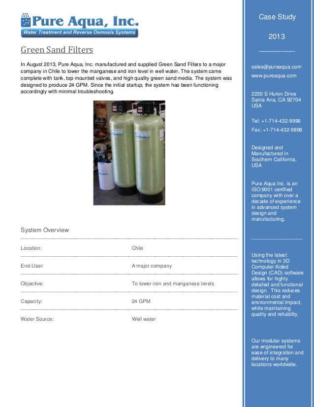 Green Sand Filters 24 GPM Chile