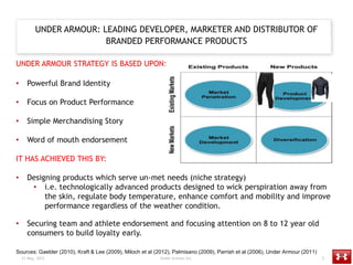 UNDER ARMOUR: LEADING DEVELOPER, MARKETER AND DISTRIBUTOR OF
                          BRANDED PERFORMANCE PRODUCTS

UNDER...