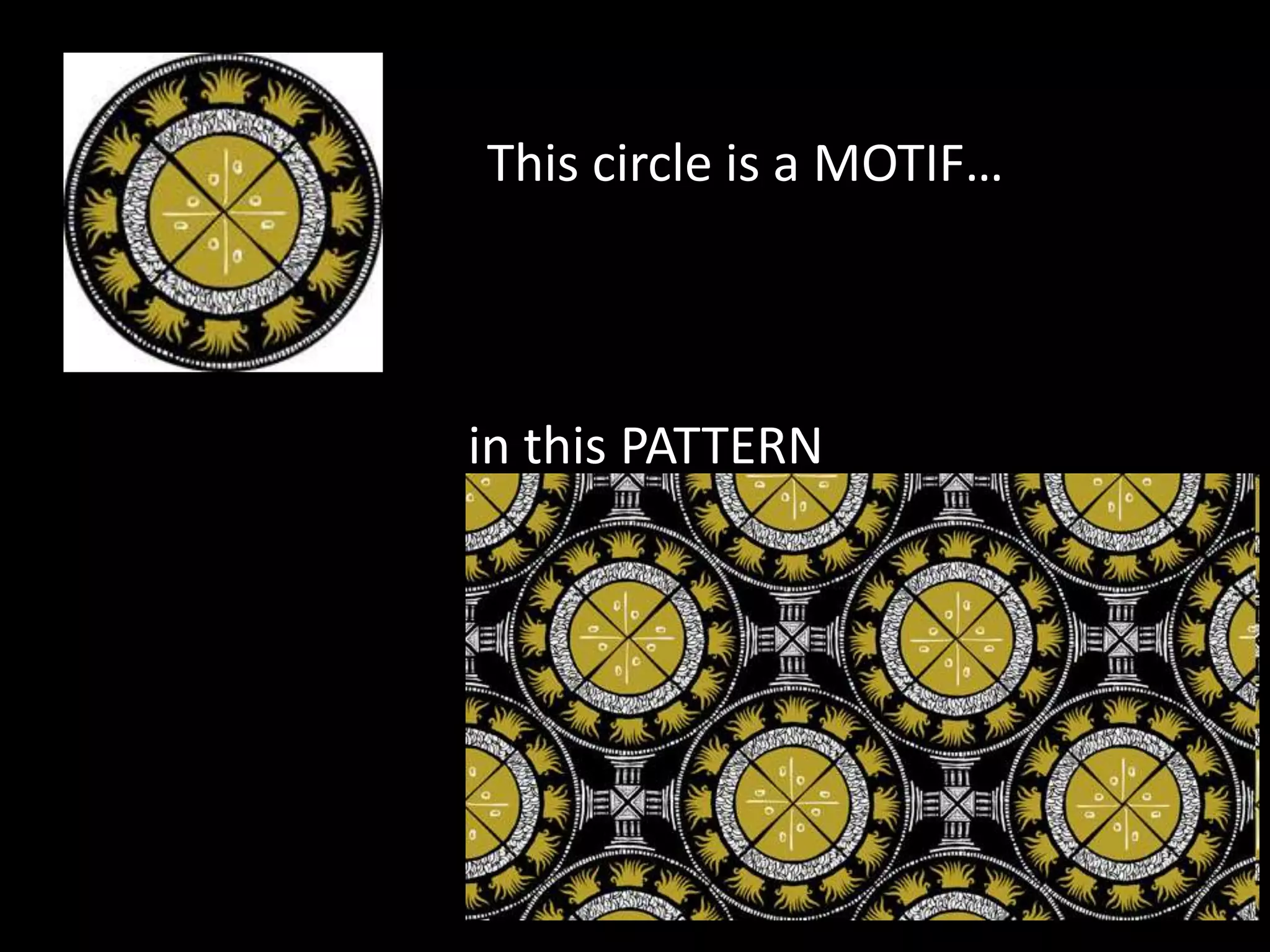 This circle is a MOTIF…
in this PATTERN
 