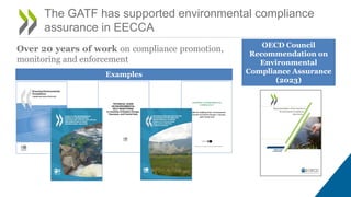The GATF has supported environmental compliance
assurance in EECCA
Over 20 years of work on compliance promotion,
monitoring and enforcement
OECD Council
Recommendation on
Environmental
Compliance Assurance
(2023)
Examples
 