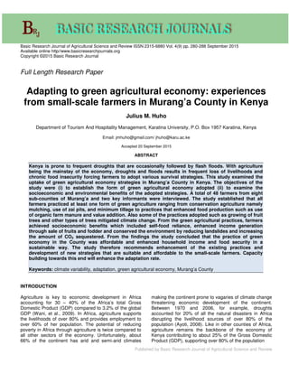 Adapting to green agricultural economy: experiences from small-scale