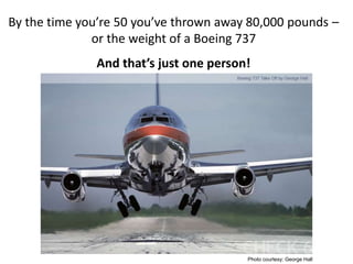 Photo courtesy: George Hall
By the time you’re 50 you’ve thrown away 80,000 pounds –
or the weight of a Boeing 737
And that’s just one person!
 