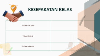 TIDAK GADUH
TIDAK TIDUR
TIDAK MAKAN
KESEPAKATAN KELAS
 