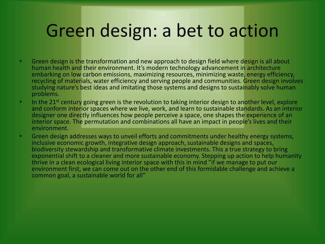 Green and sustainable design | PPT