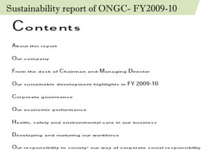 Sustainability report of ONGC- FY2009-10 