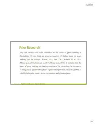 Past, Present & Future of Green Banking in Bangladesh | PDF
