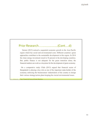 Past, Present & Future of Green Banking in Bangladesh | PDF