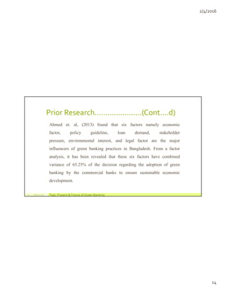 Past, Present & Future of Green Banking in Bangladesh | PDF