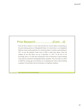 Past, Present & Future of Green Banking in Bangladesh | PDF