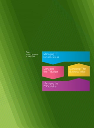 Figure 1
Macro-Capabilities
of the IT-CMF
Managing IT
like a Business
Managing
the IT Budget
Managing IT for
Business Value
Managing the
IT Capability
 