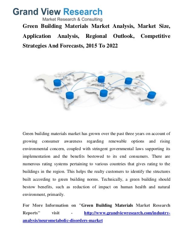 Green Building Materials Market Analysis, Size, Share, Growth To 2022 by Grand View Research, Inc.