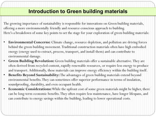 GREEN BUILDING MATERIALS FOR SUISTAINABLE ARCHITECTURE AND BUILDING ...