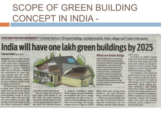 SCOPE OF GREEN BUILDING
CONCEPT IN INDIA -
 