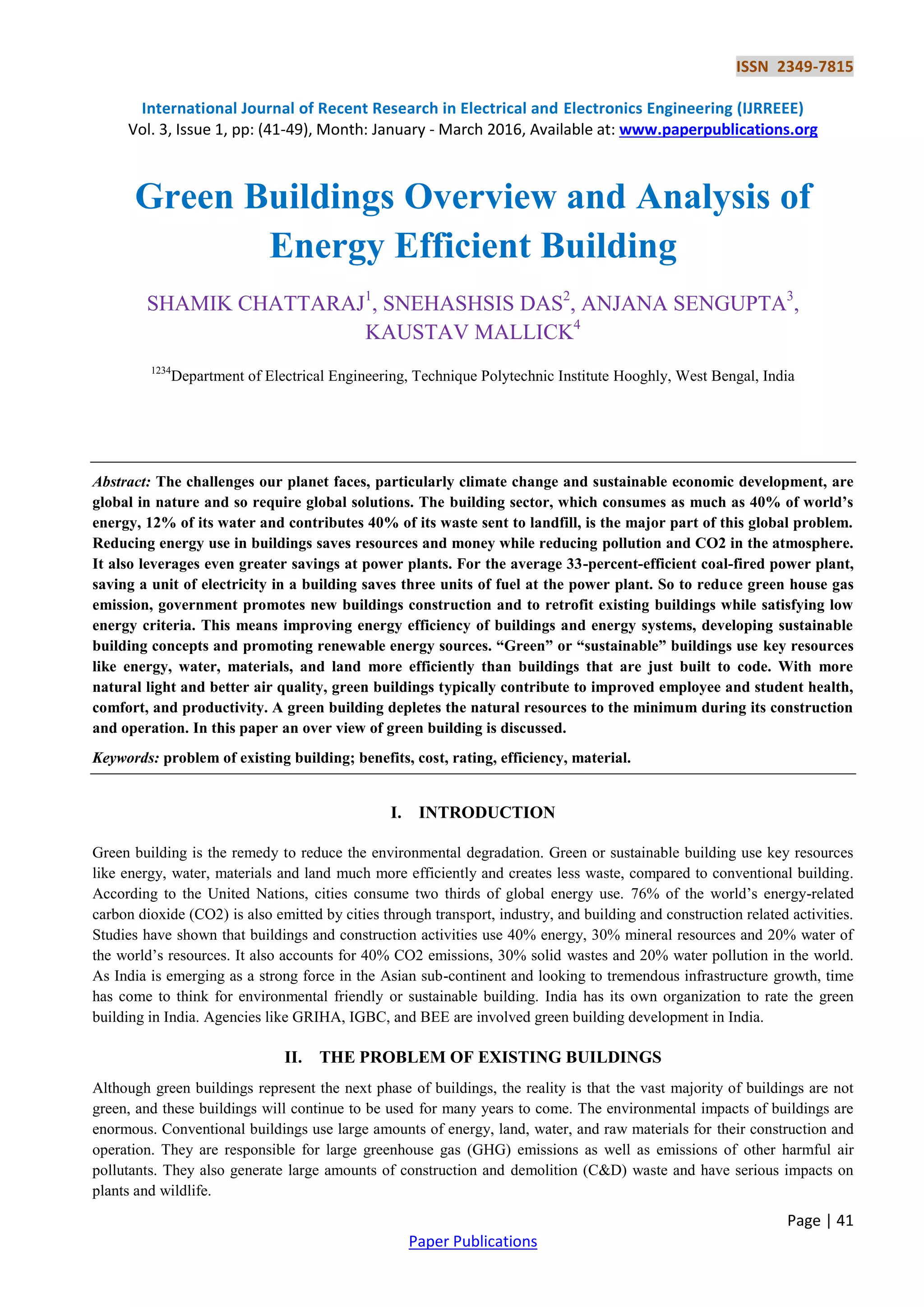 Green Buildings Overview and Analysis of Energy Efficient Building | PDF