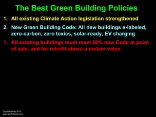 The Best Green Building Policies
1. All existing Climate Action legislation strengthened
2. New Green Building Code: All n...