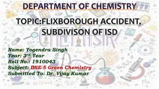 Name: Yogendra Singh
Year: 3rd Year
Roll No.: 1910043
Subject: DSE-5 Green Chemistry
Submitted To: Dr. Vijay Kumar
 
