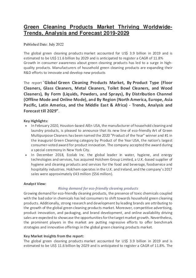 Green Cleaning Products Market Thriving Worldwide.pdf