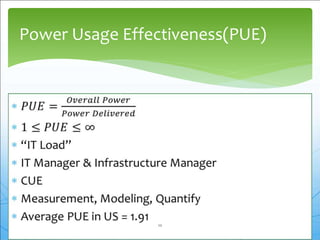 Power Usage Effectiveness(PUE)
10
 