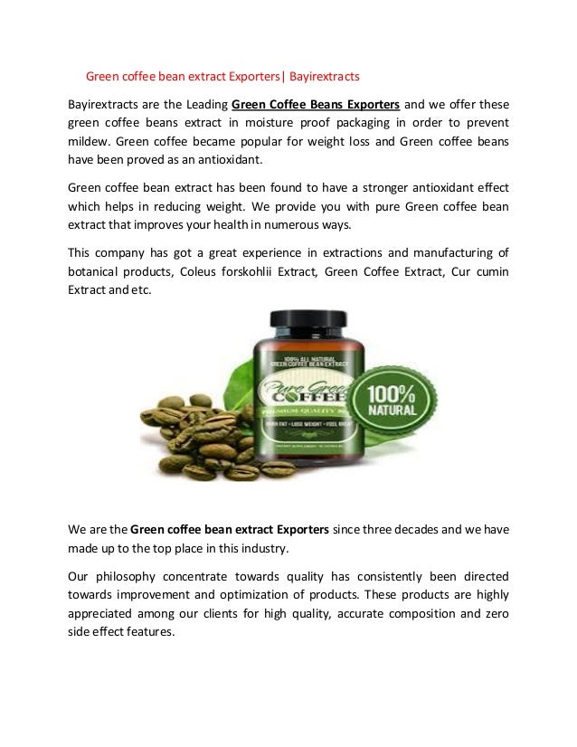 Green coffee bean extract exporters
