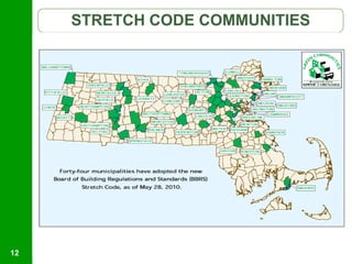 STRETCH CODE COMMUNITIES




12     Helping Massachusetts Municipalities Create A Greener Energy Future
 