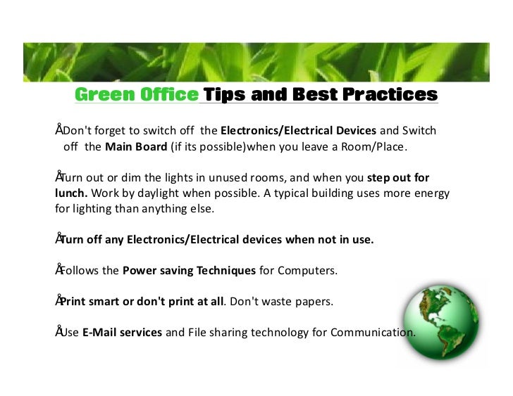 Green computing & Best Green Office practices