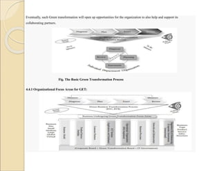Eventually, such Green transformation will open up opportunities for the organization to also help and support its
collaborating partners.
Fig. The Basic Green Transformation Process
4.4.1 Organizational Focus Areas for GET:
 