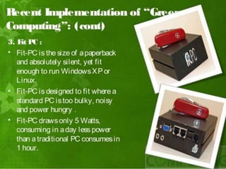 Green computing advantages disadvantages example implementation