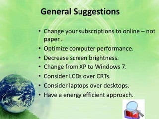 Green computing advantages disadvantages example implementation