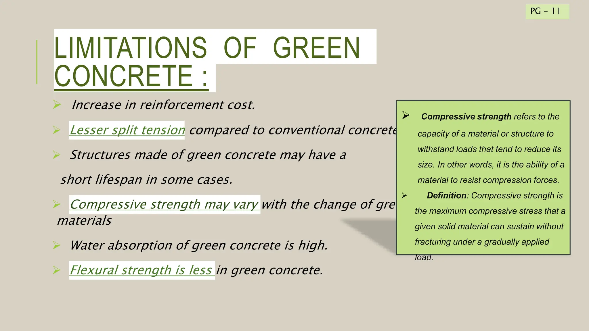 GREEN concrete ppt for civil engineering seminar | PPTX