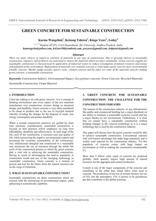 Green concrete for sustainable construction | PDF