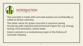 Introduction of Green Concrete in Construction Industry | PPTX
