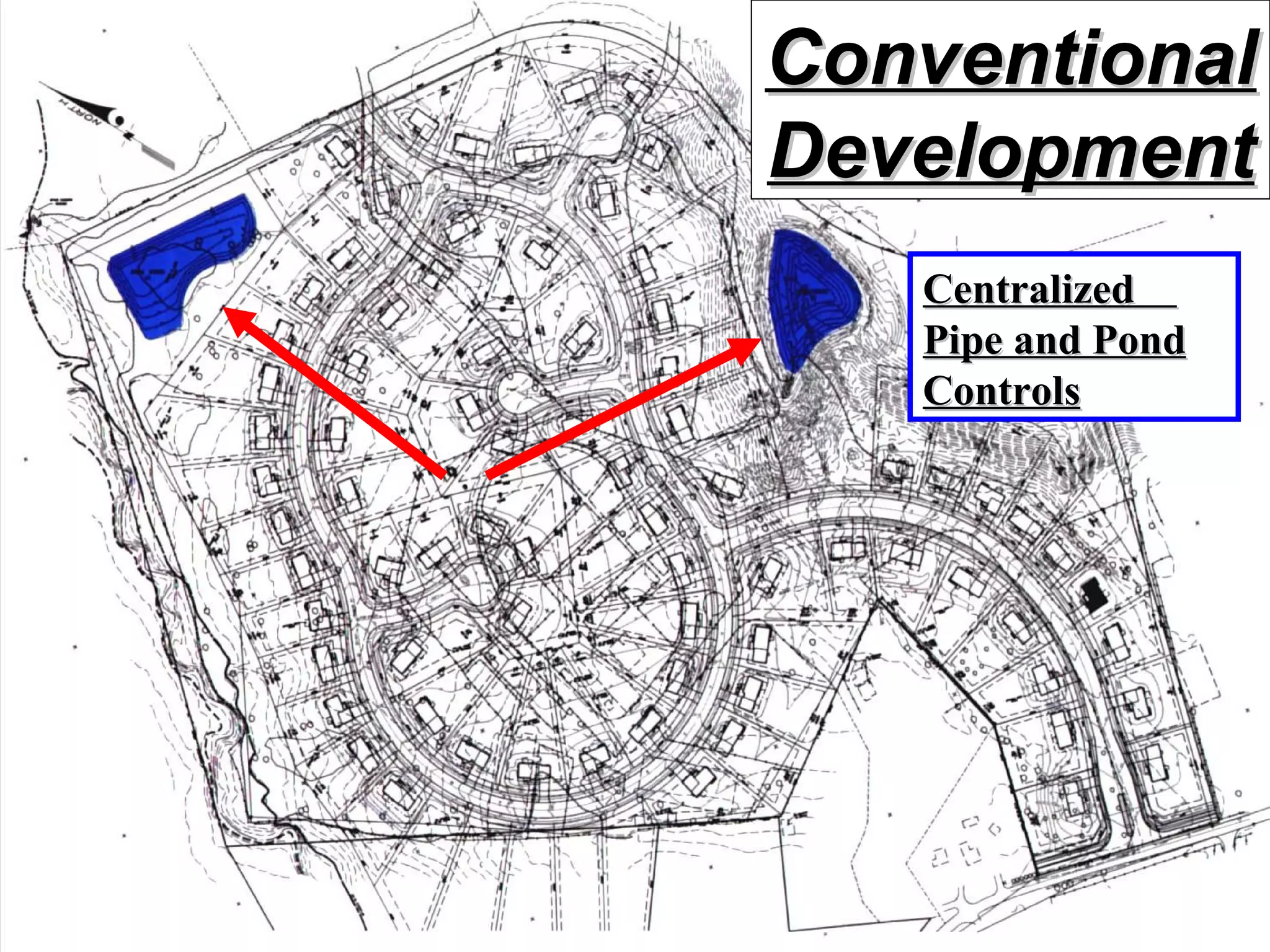 Conventional Development Centralized  Pipe and Pond Controls 