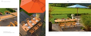 56   Greendesign Teak Collection                      BORD                                                       BORD        Greendesign Teak Collection      57




     Mesa 200x100x74cm. | 2.771 €
     Mesa extensible 180/225/270x90x74cm. | 3.618 €          Mesa de Teca con top liso ensamblado sin ranuras.          Butaca apilable 57x55x77cm. | 530 €
 