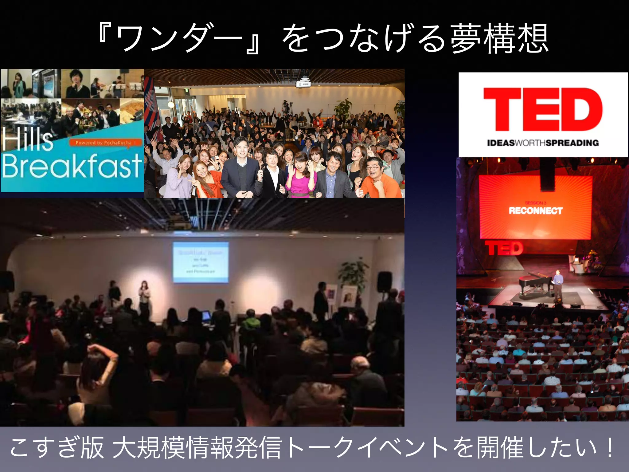 『ワンダー』をつなげる夢構想
こすぎ版 大規模情報発信トークイベントを開催したい！
 