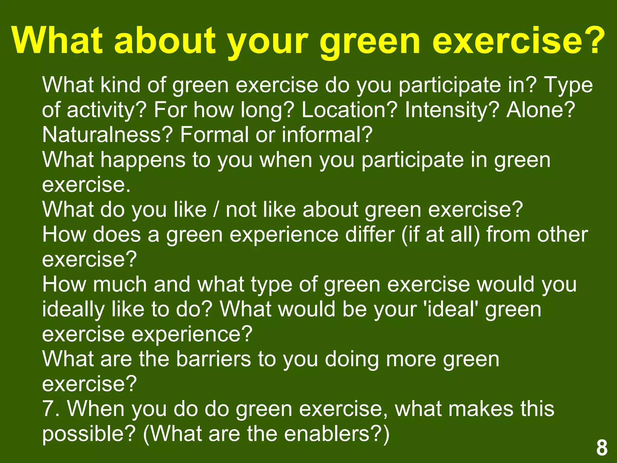 Green exercise: The psychological effects of exercising in nature | ODP