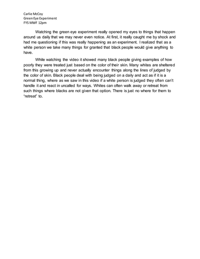 Green eye experiment PDF
