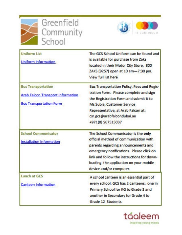 Greenfield Community School School Uniform, Dress Code & Other