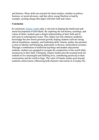 The Importance of Islamic Studies in Modern Education | PDF