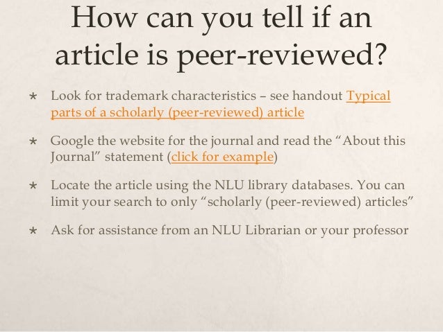 How do i find peer reviewed journal articles