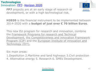 Technologies
Eco-Innovation: EU
Source: Eco-Innovation: When business meets the environemnt
•has an innovative character;
...