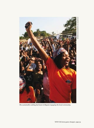 ©courtesyofcleanstarmozambique
The sustainable cooking fuel team in Maputo engaging the local community.
WWF-UK Green game-changers page 33
 