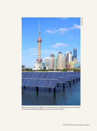 SHUTTERSTOCK
Solaria Corporation is a Californian company that’s established operations in China
to meet demand for high efficiency, large-scale solar projects.
WWF-UK Green game-changers page 47
 