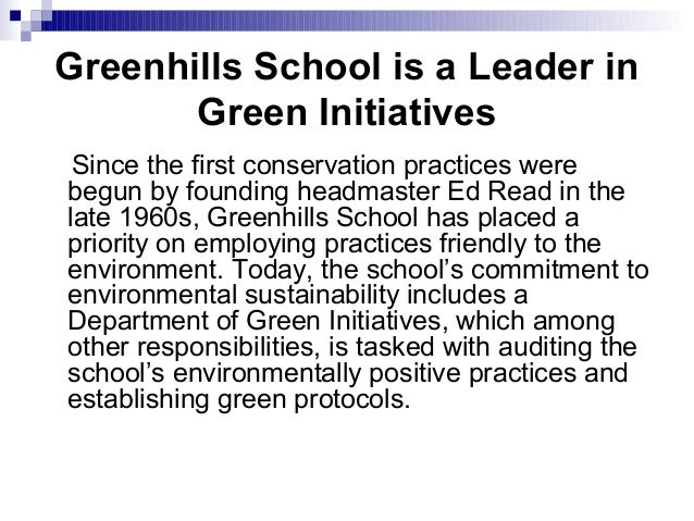 Greenhills School Is A Leader In Green Initiatives By Jatinder Bir Sa