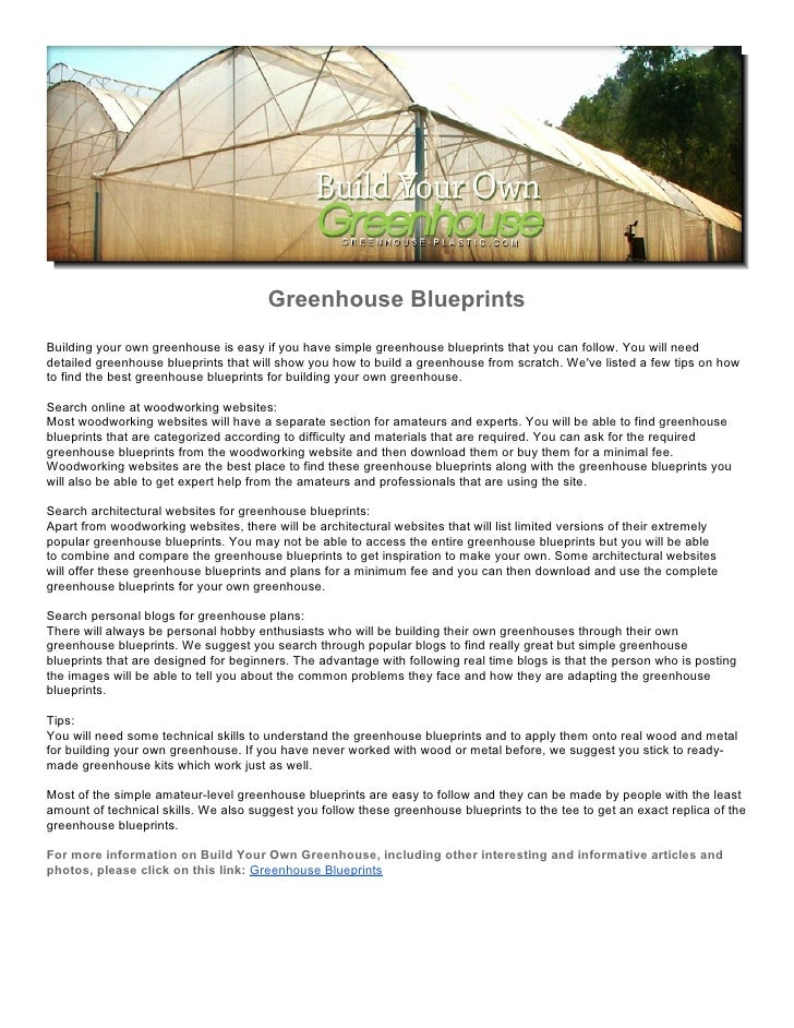 Greenhouse Blueprints